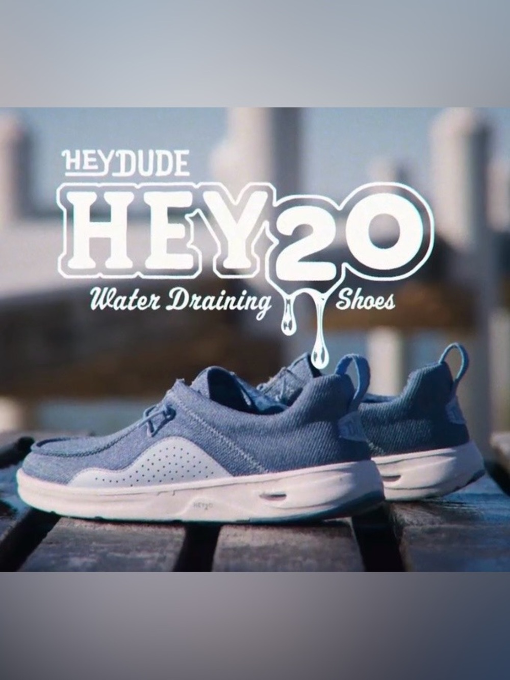 Hey Dude Hey20 Water Shoes Sargasso Blue, Gray, White. Wally Size Men 11